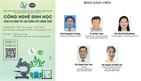 Mời tham dự hội thảo giới thiệu “Công nghệ sinh học phục vụ công tác tạo giống cây lương thực”
